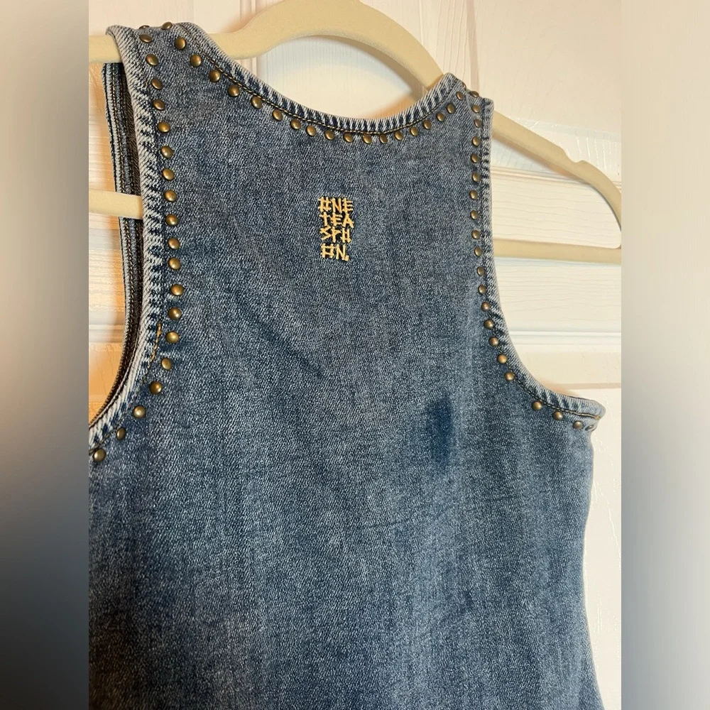 One Teaspoon Denim Mini Dress in Worn Blue - Picture 8 of 8
